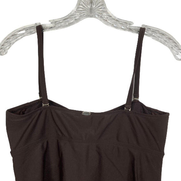 Sunsets Swim Top Womens Sz M Brown Twist Front Stretch Adjustable Strap Tankini - Picture 4 of 6